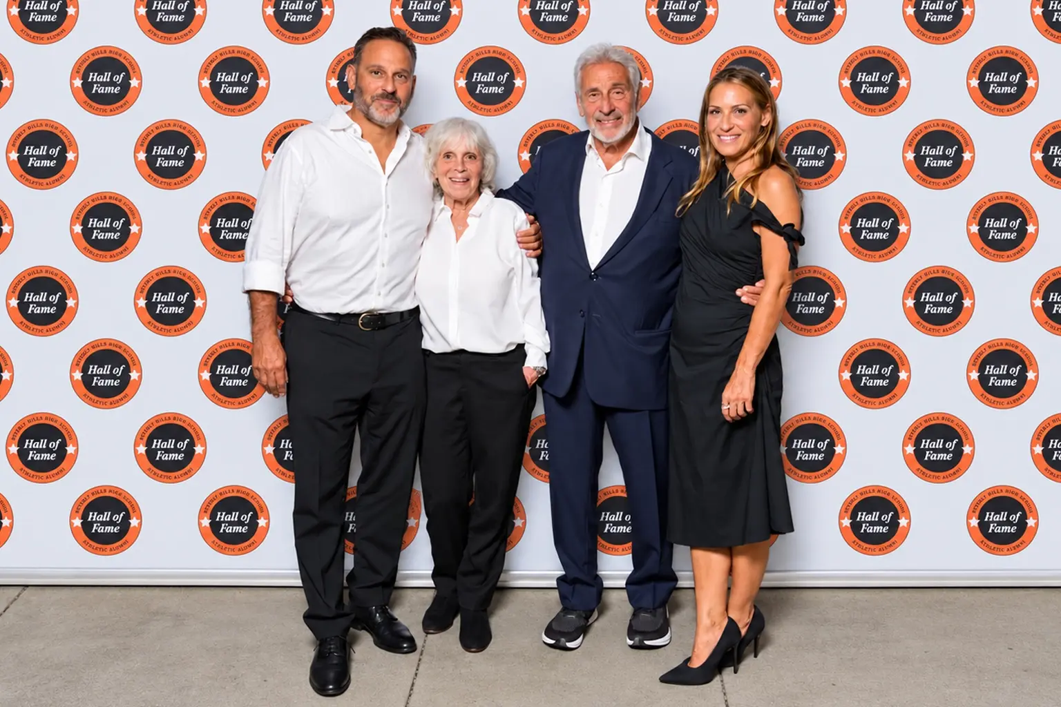 BHAAA Hall of Fame honorees Billy Koch (Class of 1987) and Emily Koch (Class of 1990) with their parents, BHHS alumni Rita and Hawk Koch, a longtime producer and former Academy of Motion Picture Arts and Sciences president.