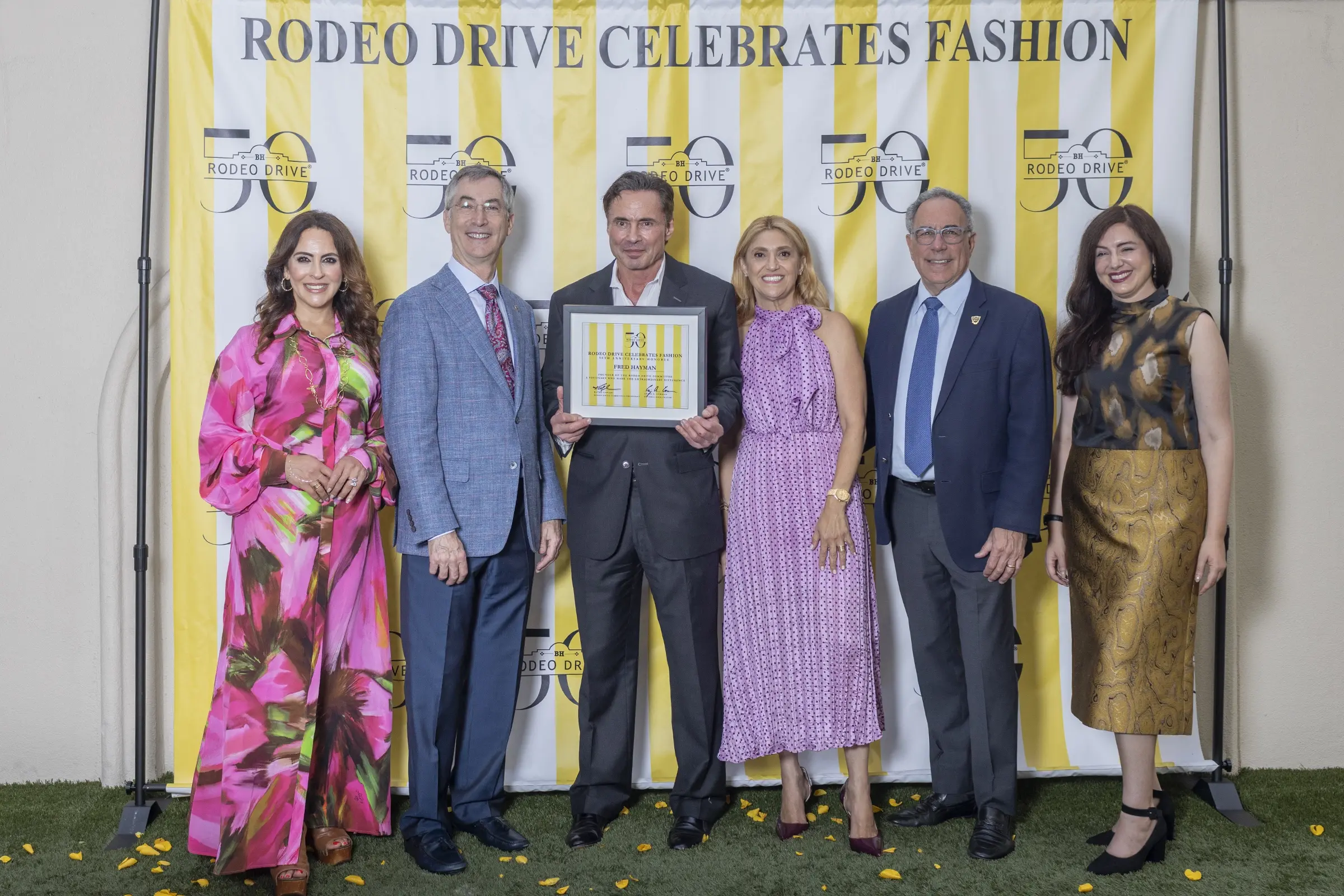 Dr. Sharona Nazarian, Craig A. Corman, Robert Hayman, Kathy Gohari, Lester Friedman, and Rebecca Pynoos attend the Rodeo Drive Rodeo Drive Committee's special toast and reception honoring Fred Hayman at Beverly Wilshire.