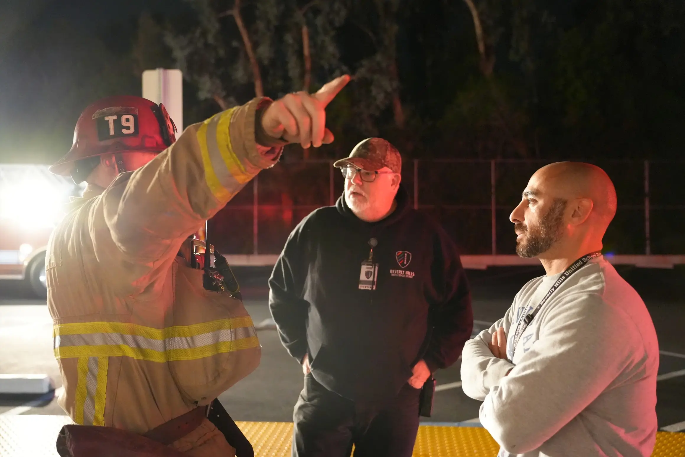 Left to Right: Beverly Hills Fire Department,  Sean O’Connor (Command Center Manager, BHUSD), Will Karrat (Executive Director, Maintenance, Operations, and Construction, BHUSD)