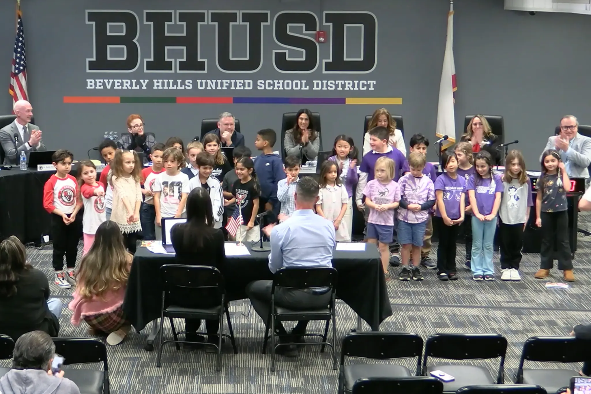 Students participating in the BHUSD pilot program Dual Language Academy speak at the Jan 27, 2026 Board of Education Meeting