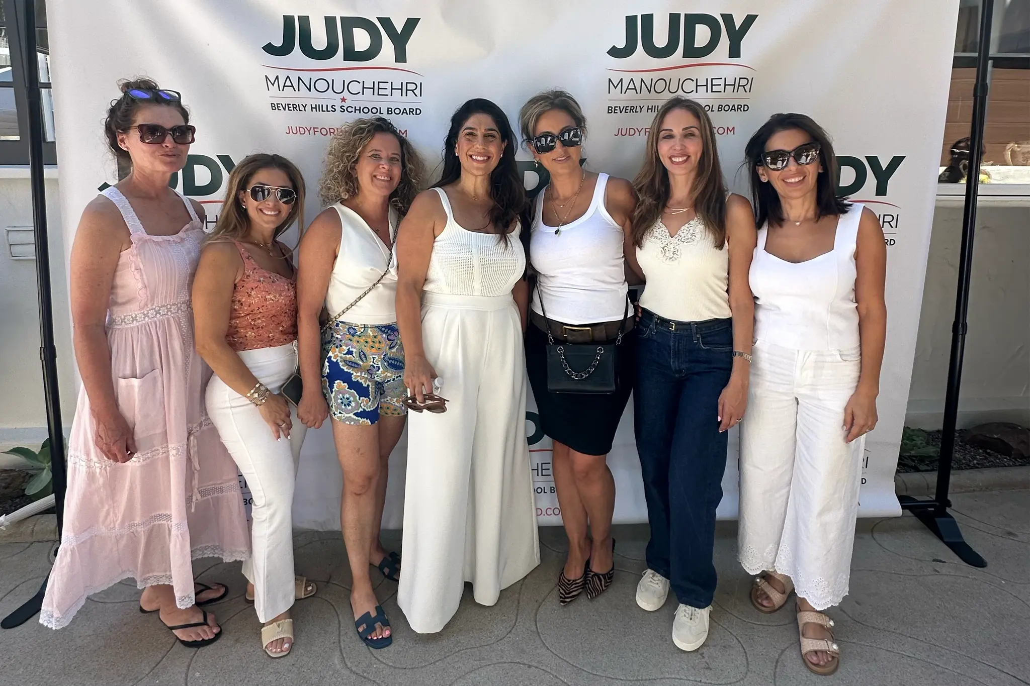 Supporters gather with BHUSD Board President Judy Manouchehri at the launch of her re-election campaign in Beverly Hills.