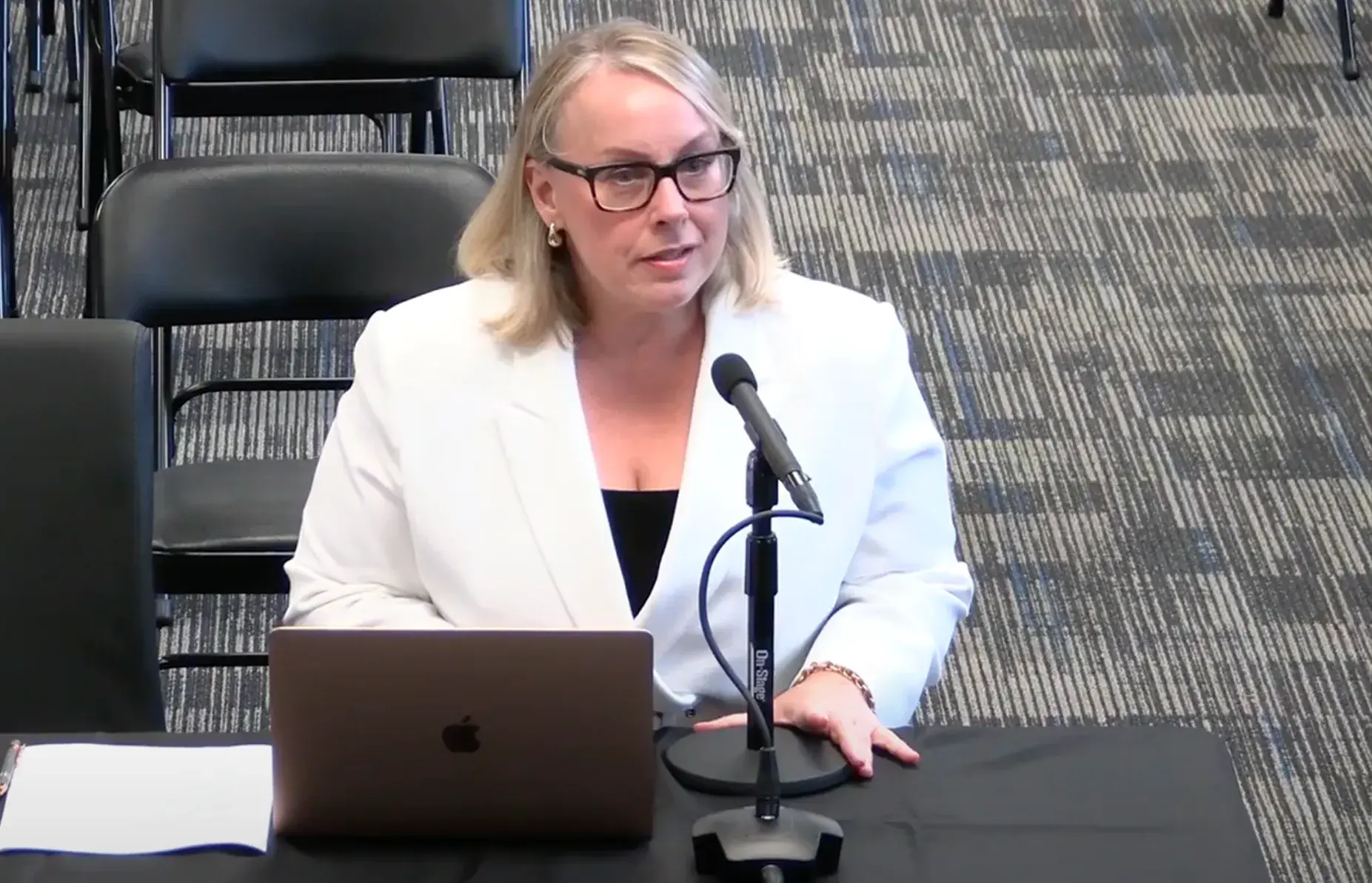 Tiffany Davis, BHEF Director of Development and Operations, presents to the BHUSD Board of Education