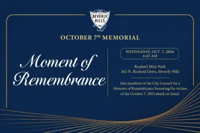 Beverly Hills to Hold October 7 Moment of Remembrance